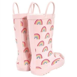 🌈 Hudson Baby Rainbow Rain Boots – Size 10T – Light Pink 🌈